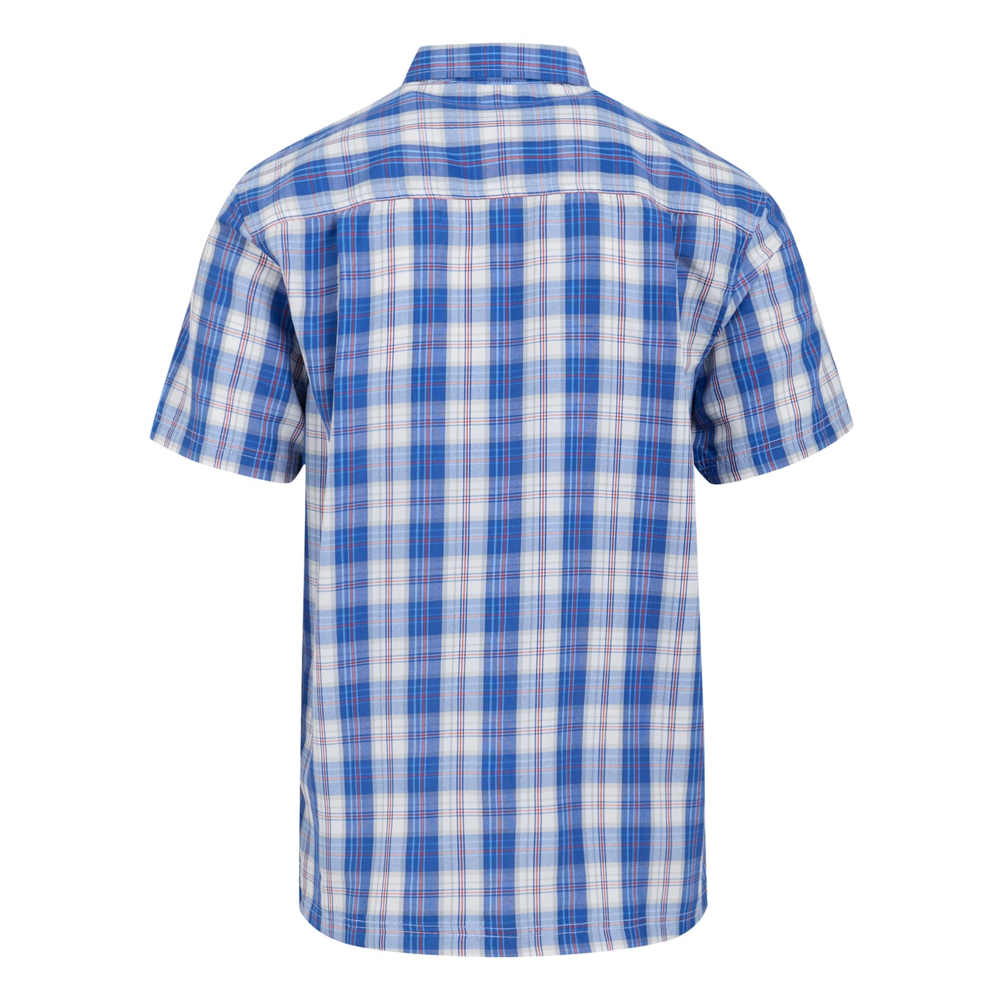 White-Olympian Blue - Back - Regatta Mens Mindano IX Checked Short-Sleeved Shirt