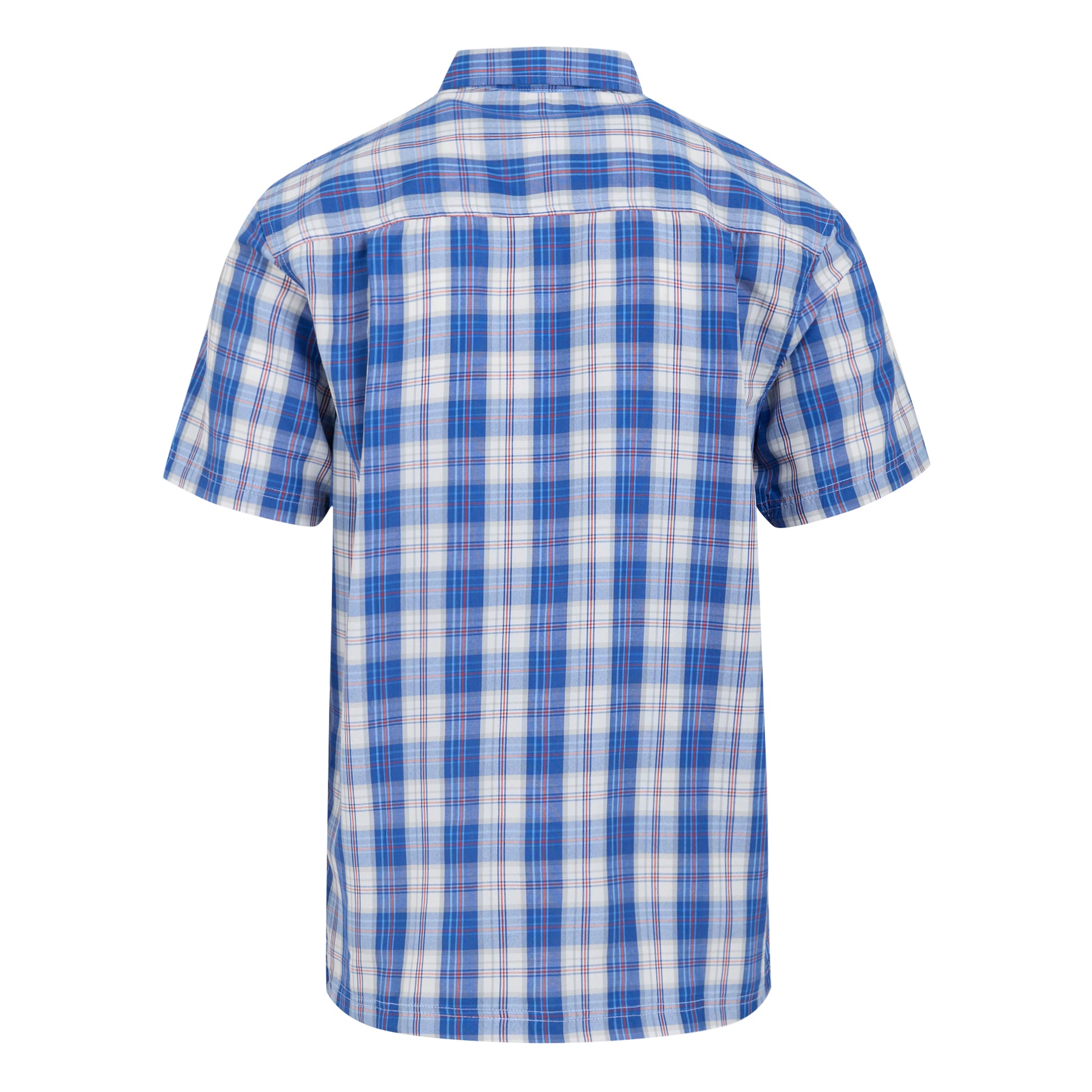 White-Olympian Blue - Back - Regatta Mens Mindano IX Checked Short-Sleeved Shirt