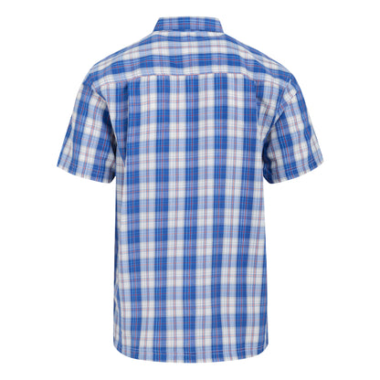 White-Olympian Blue - Back - Regatta Mens Mindano IX Checked Short-Sleeved Shirt