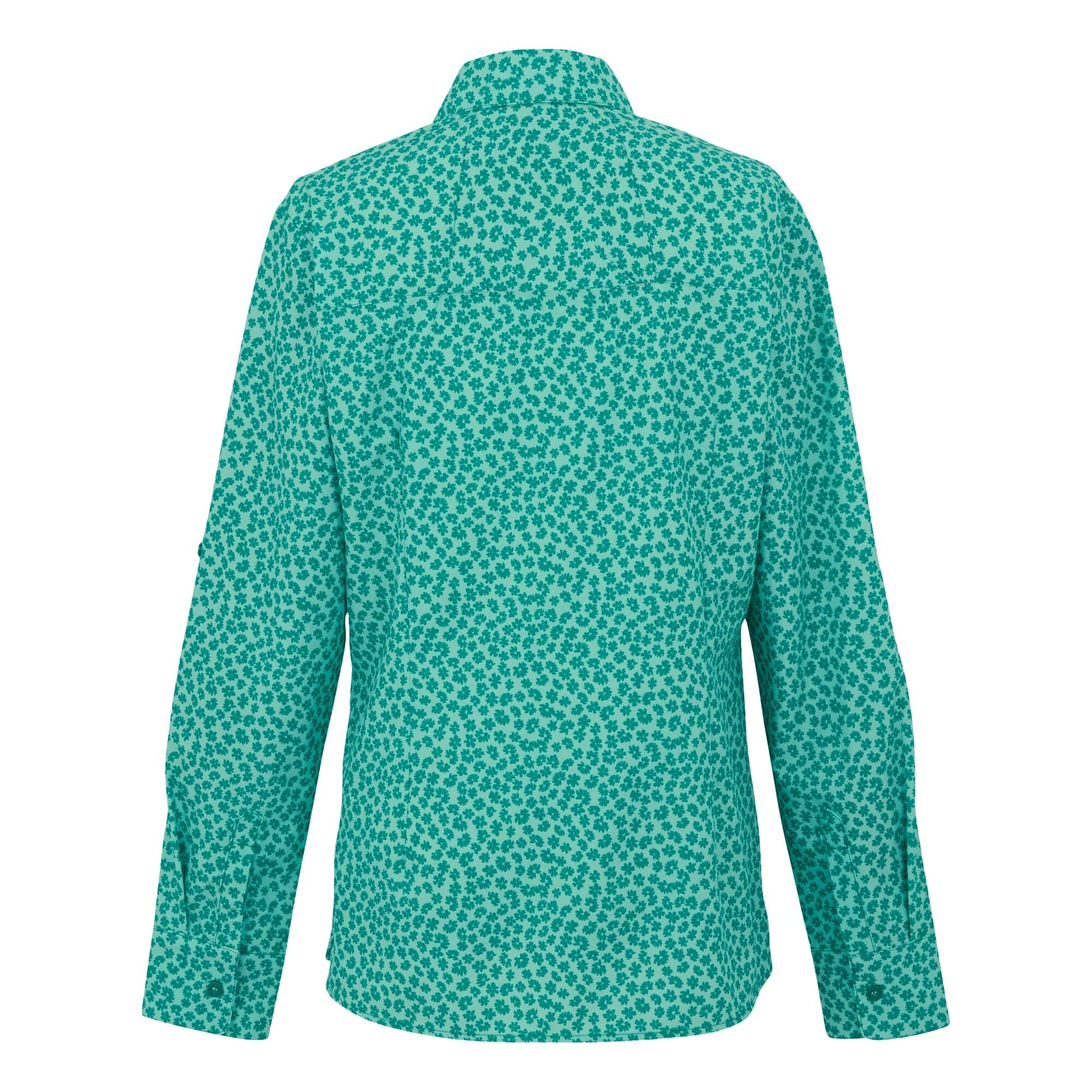 Aruba Blue - Back - Regatta Womens-Ladies Floral Packaway Long-Sleeved Travel Shirt
