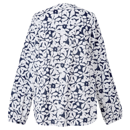Navy-White - Back - Regatta Womens-Ladies Natine Large Floral Lightweight Shirt