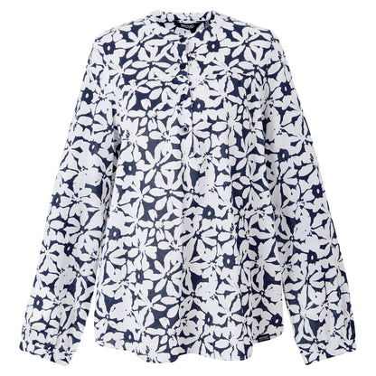 Navy-White - Front - Regatta Womens-Ladies Natine Large Floral Lightweight Shirt
