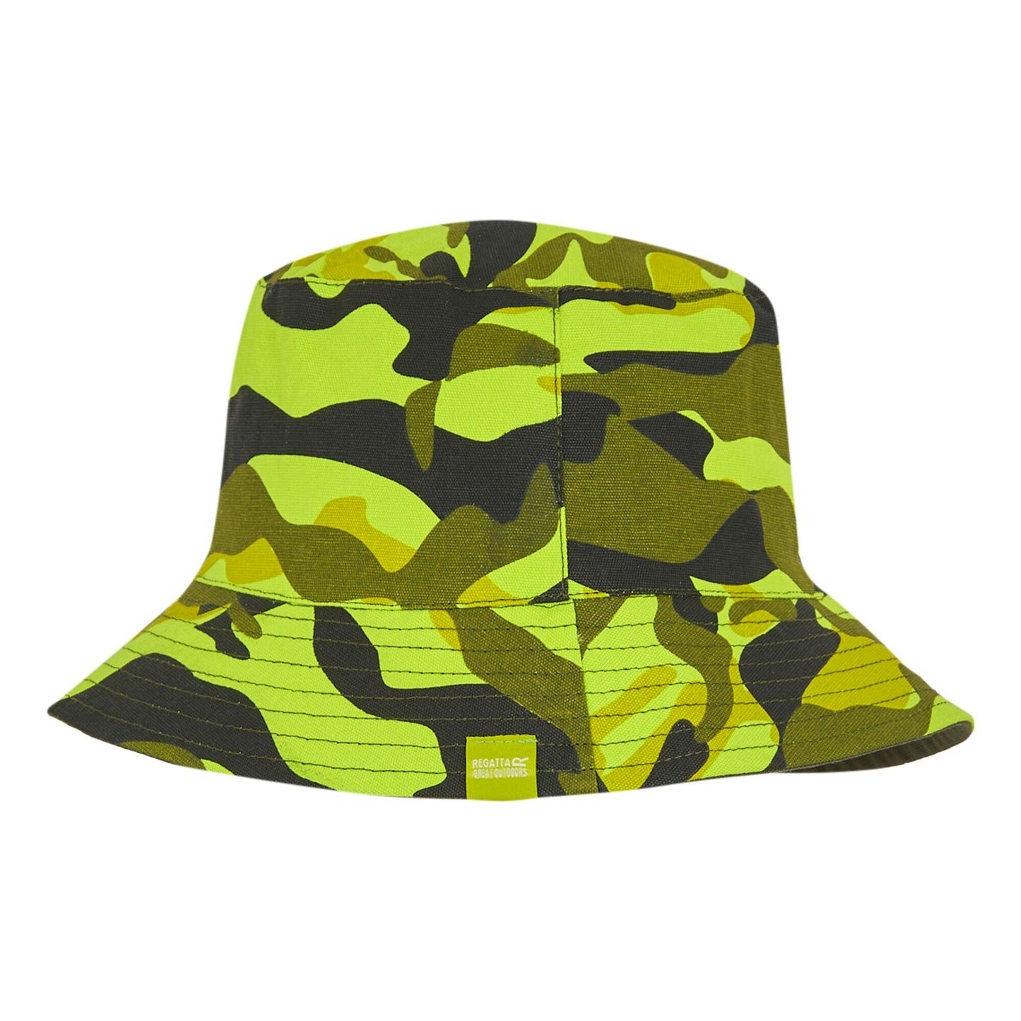 Grenoble Green-Nephrite Green - Side - Regatta Childrens-Kids Camouflage Reversible Bucket Hat