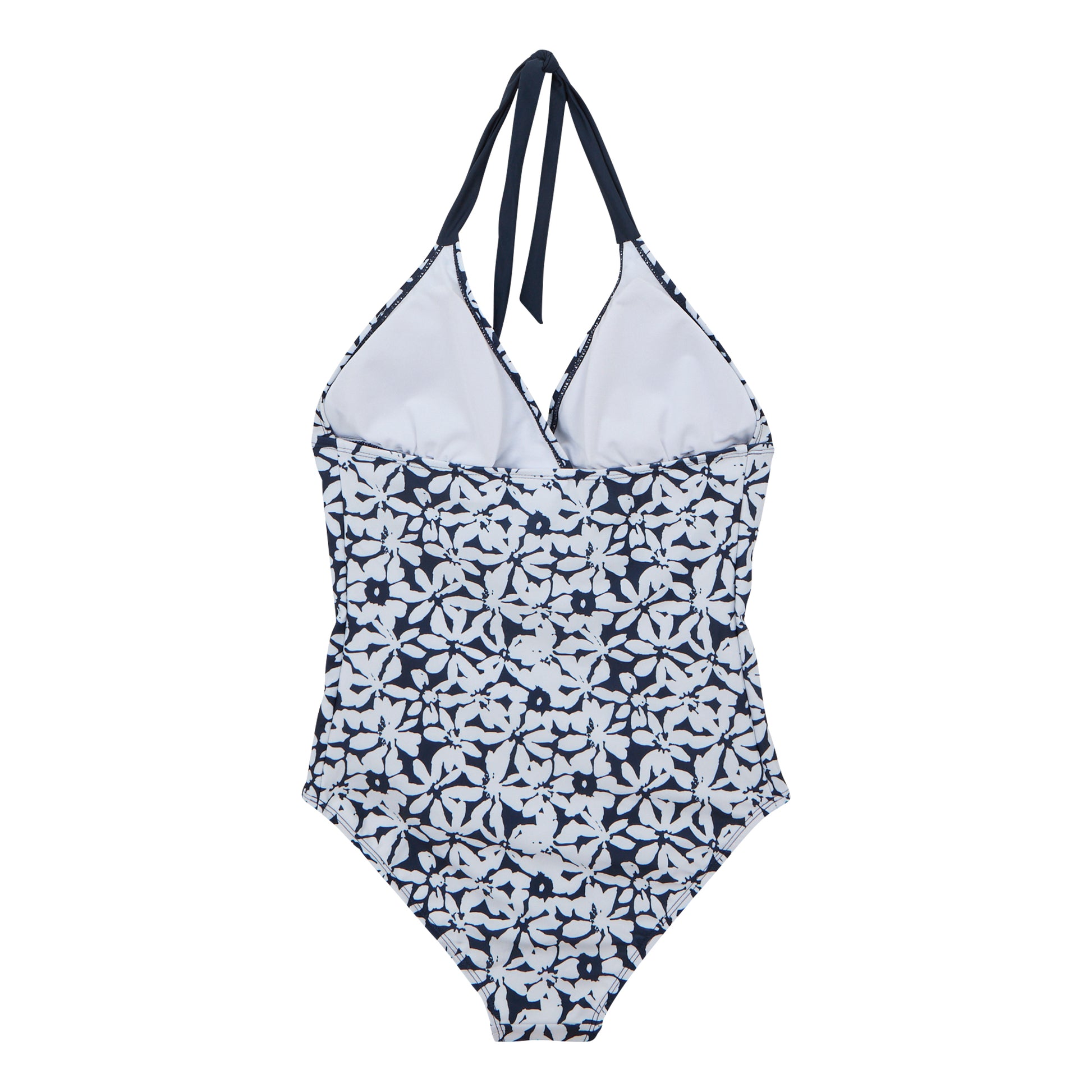 Navy-White - Back - Regatta Womens-Ladies Flavia II Large Floral One Piece Swimsuit