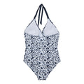 Navy-White - Back - Regatta Womens-Ladies Flavia II Large Floral One Piece Swimsuit