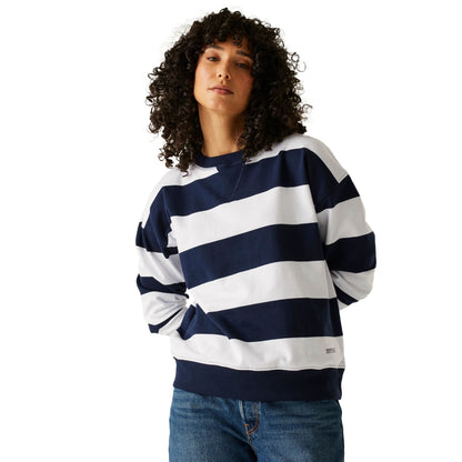Navy-White - Lifestyle - Regatta Womens-Ladies Avika II Stripe Crew Neck Jumper