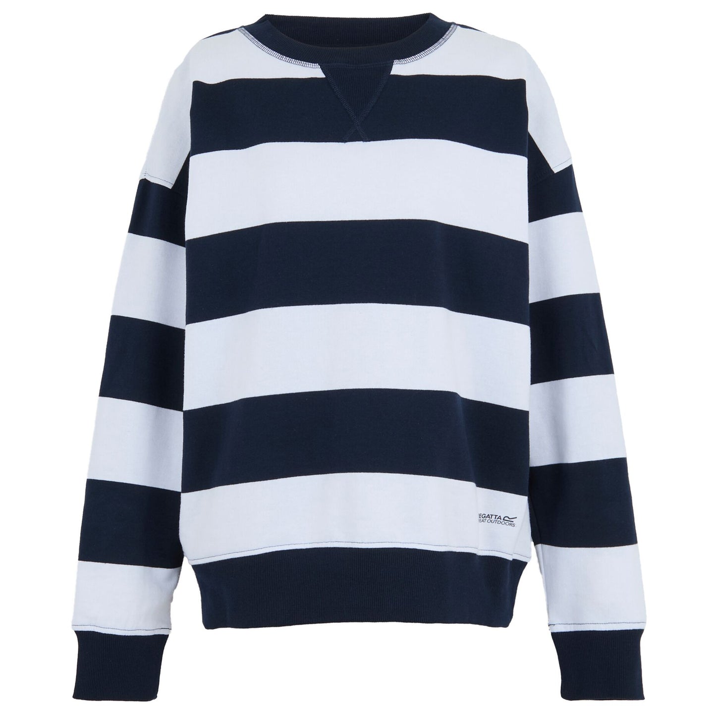 Navy-White - Front - Regatta Womens-Ladies Avika II Stripe Crew Neck Jumper