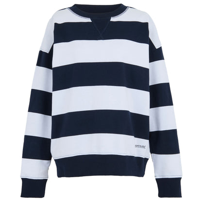 Navy-White - Front - Regatta Womens-Ladies Avika II Stripe Crew Neck Jumper
