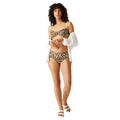 Light Brown-Dark Brown - Side - Regatta Womens-Ladies Paloma Zebra Print Swim Briefs