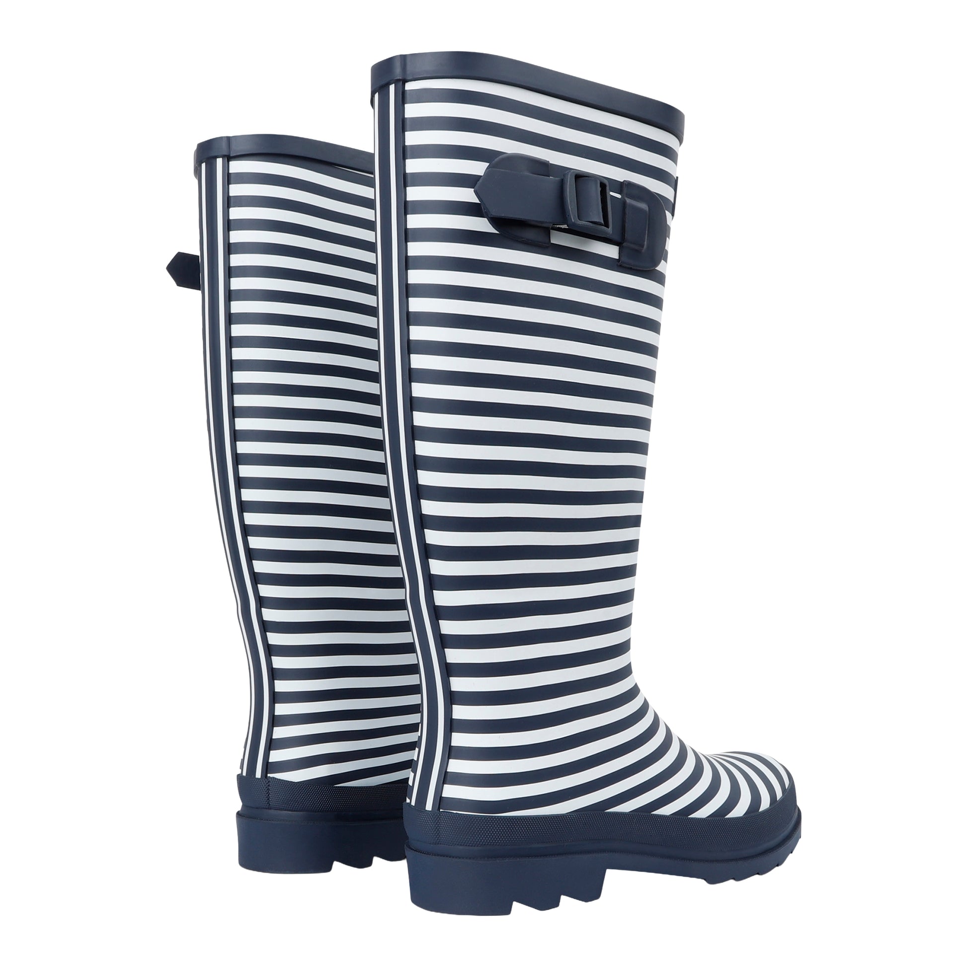 Navy-White - Back - Regatta Womens-Ladies Fairweather III Contrast Striped Wellington Boots