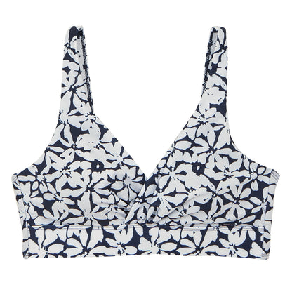 Navy-White - Front - Regatta Womens-Ladies Paloma Large Floral Bikini Top