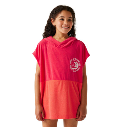 Pop-Peach Bloom - Lifestyle - Regatta Childrens-Kids Spirit Of Adventure II Towelling Robe