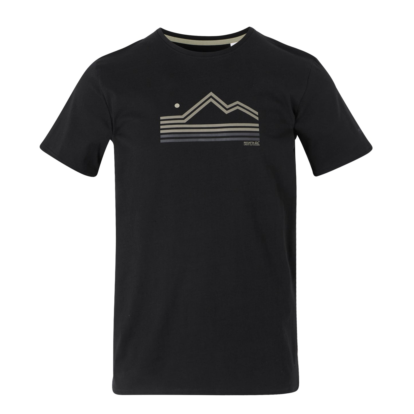 Black - Front - Regatta Mens Breezed V Abstract Mountain T-Shirt