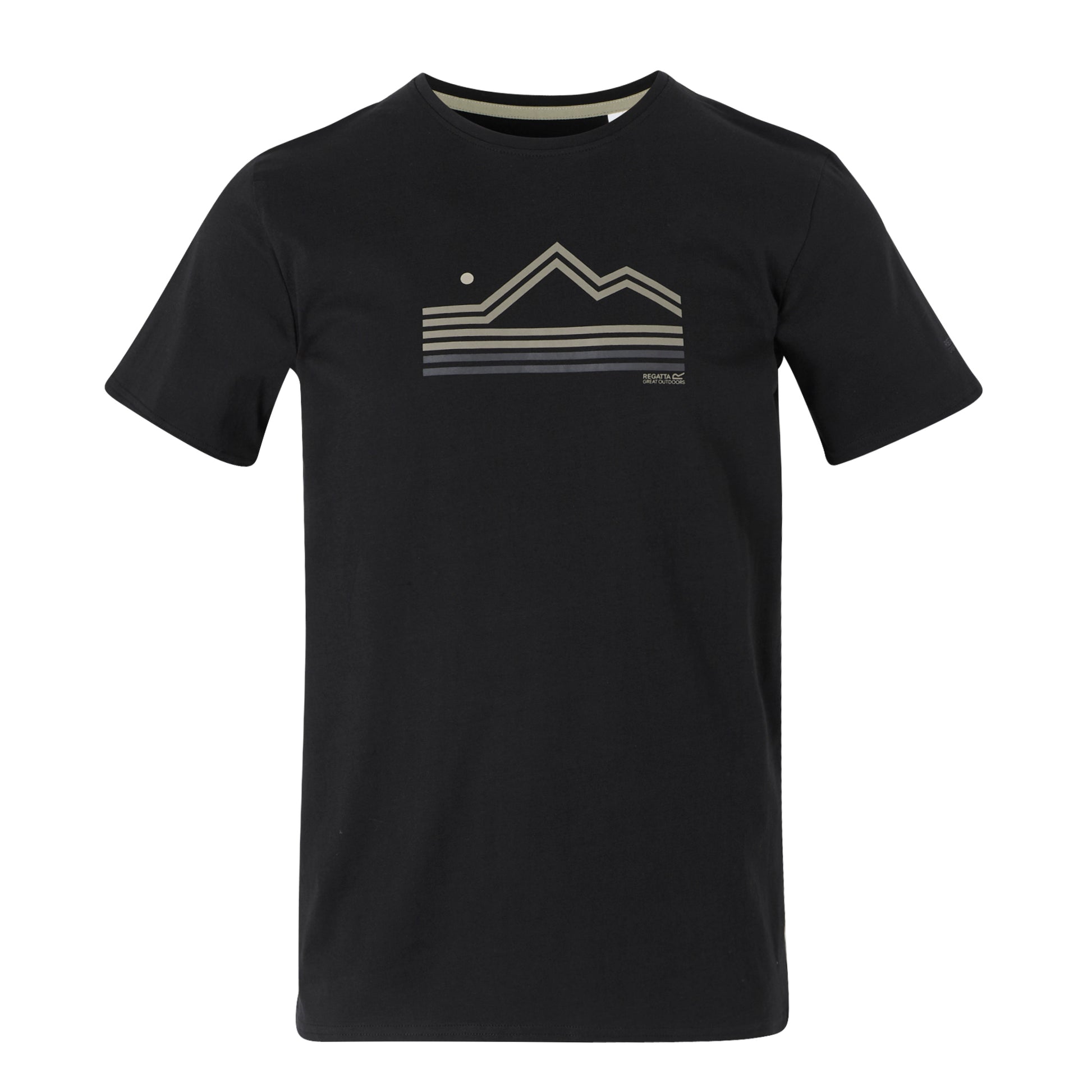 Black - Front - Regatta Mens Breezed V Abstract Mountain T-Shirt