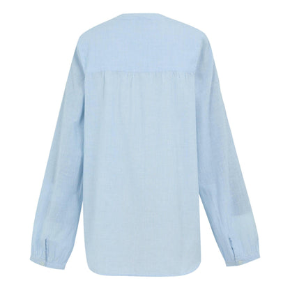 Chambray Blue - Back - Regatta Womens-Ladies Natine Ticking Stripe Lightweight Shirt
