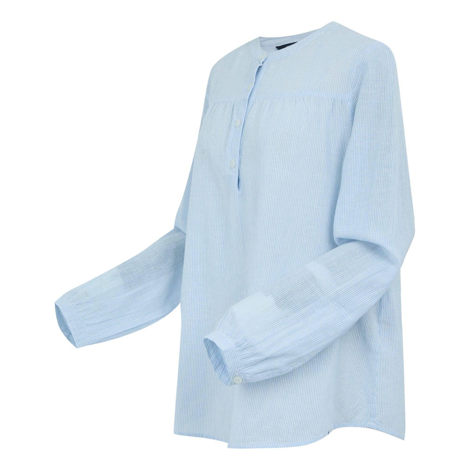 Chambray Blue - Side - Regatta Womens-Ladies Natine Ticking Stripe Lightweight Shirt