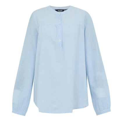 Chambray Blue - Front - Regatta Womens-Ladies Natine Ticking Stripe Lightweight Shirt