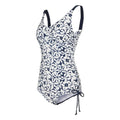 Navy-White - Side - Regatta Womens-Ladies Alinae Large Floral One Piece Swimsuit