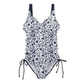 Navy-White - Front - Regatta Womens-Ladies Alinae Large Floral One Piece Swimsuit