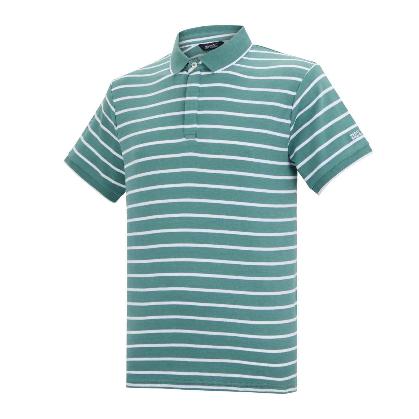 Arctic-White - Side - Regatta Mens Tiver Striped Polo Shirt