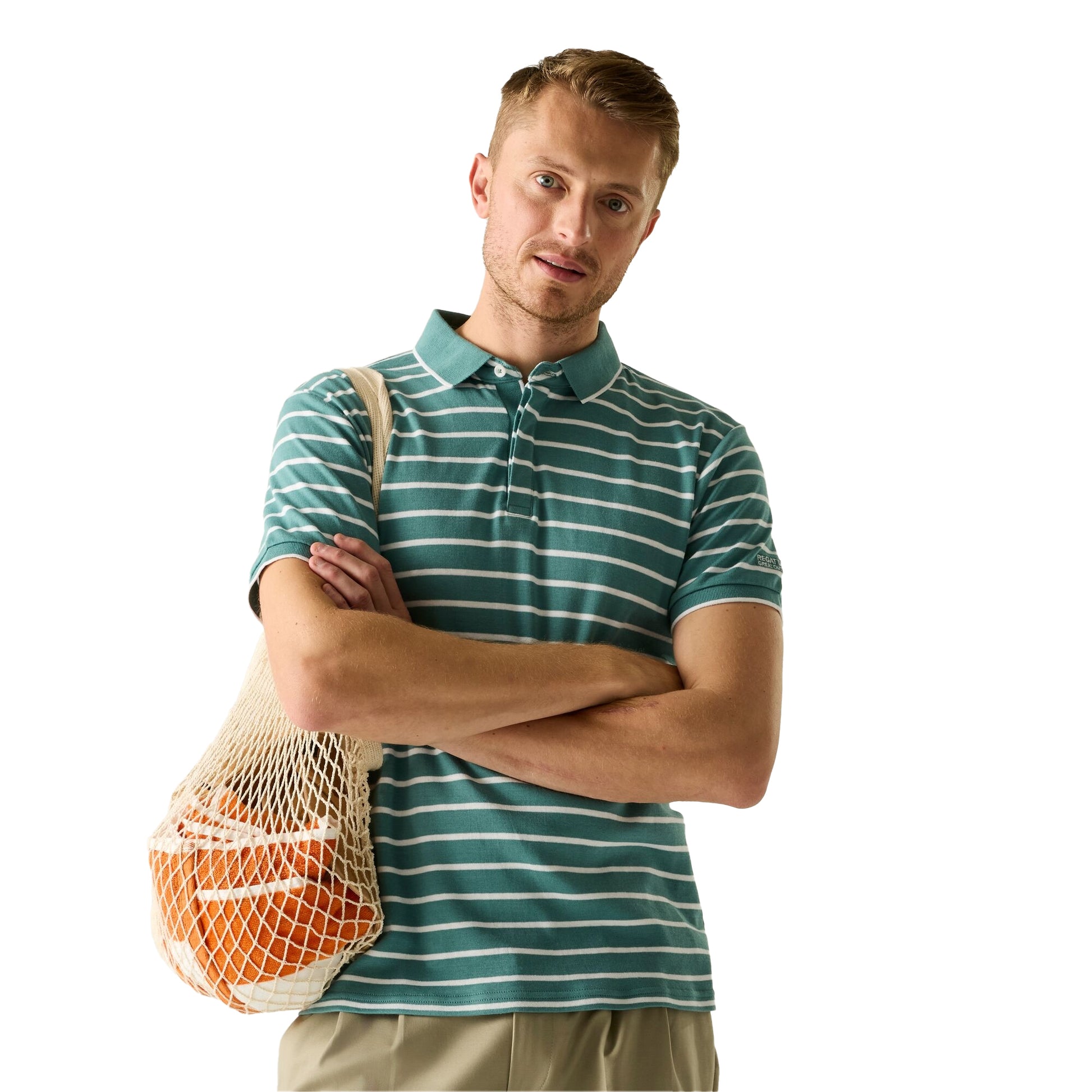 Arctic-White - Lifestyle - Regatta Mens Tiver Striped Polo Shirt