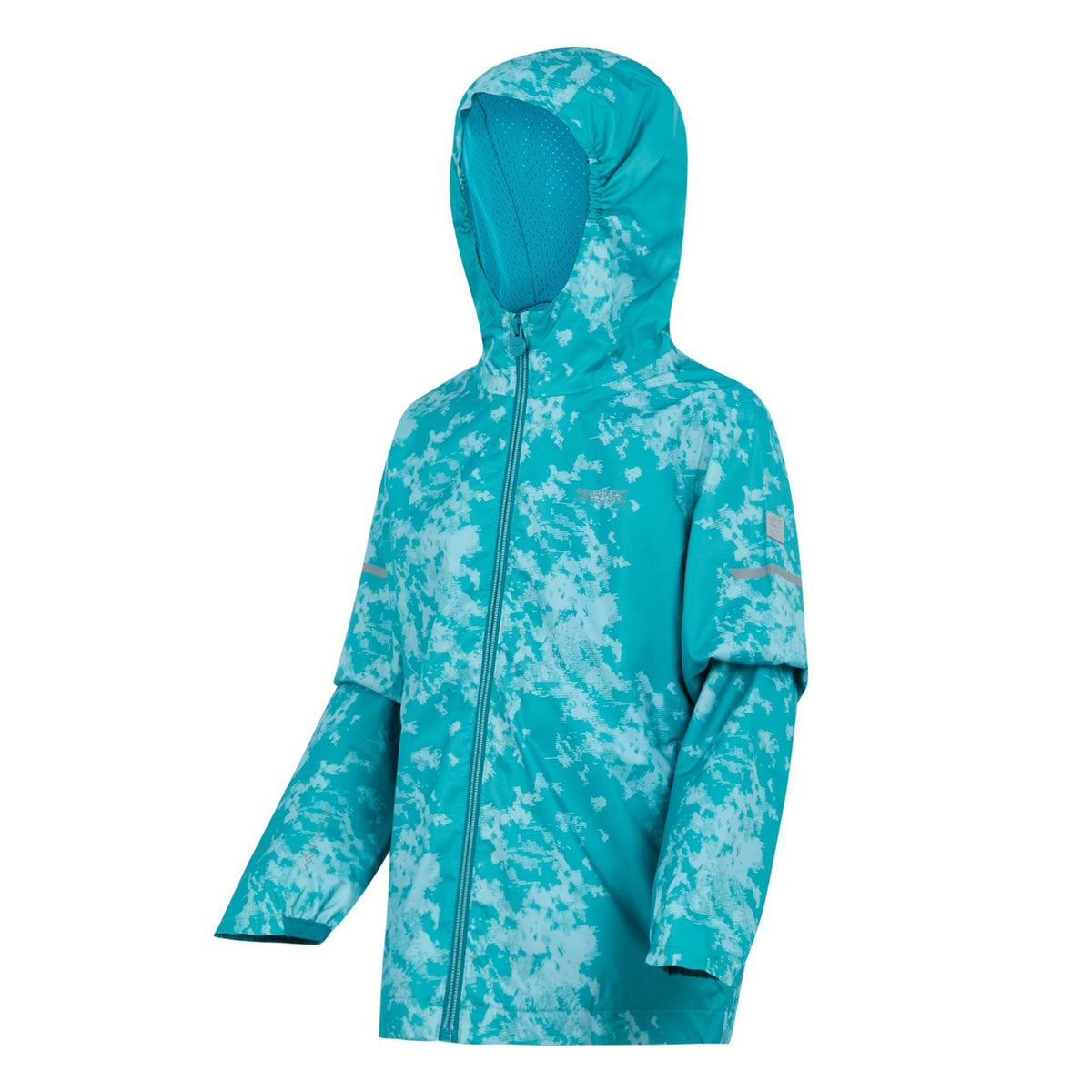 Icy Morn-Aruba Blue-Exotic Plume - Side - Regatta Childrens-Kids Lever II Abstract Waterproof Jacket