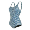Blue - Side - Regatta Womens-Ladies Orla Kiely Jasmine Flower One Piece Swimsuit