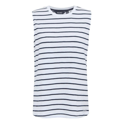 White-Navy - Front - Regatta Womens-Ladies Fariene Striped Sleeveless Top