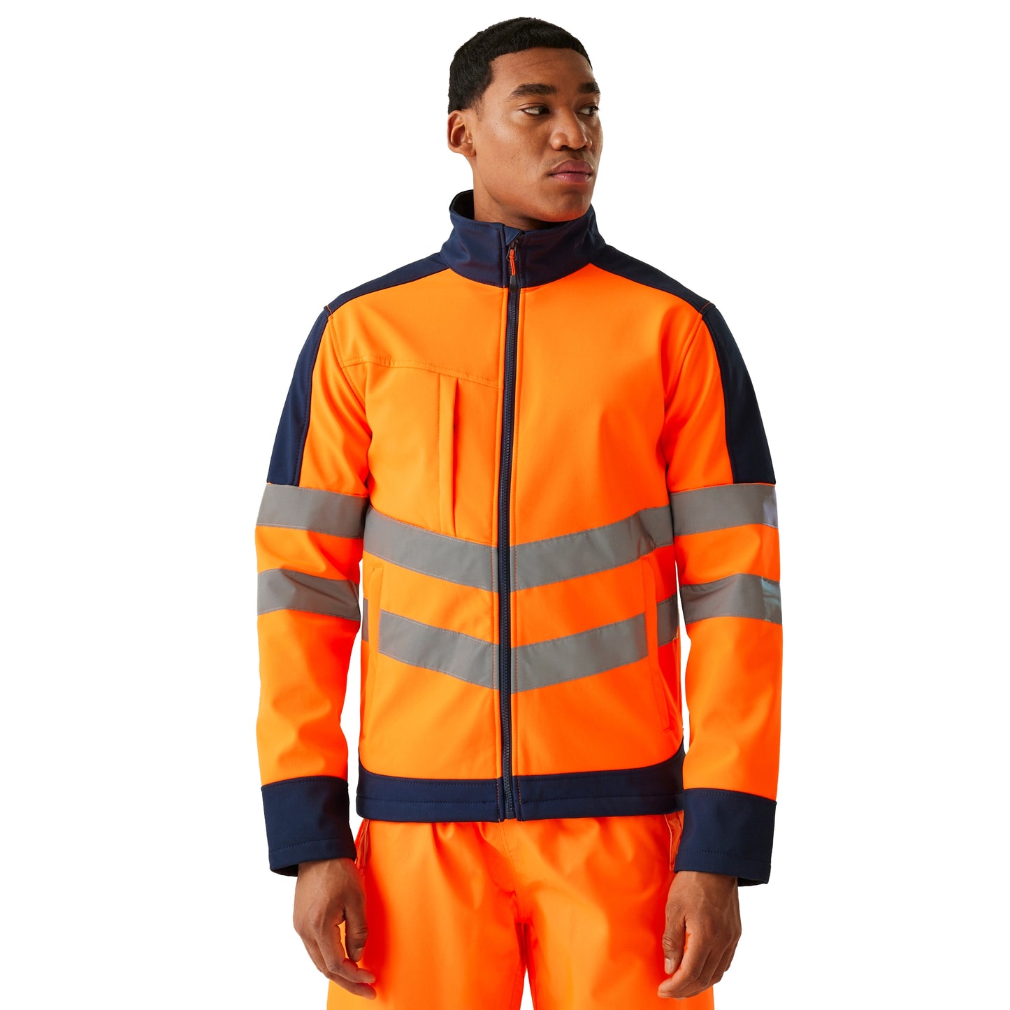 Black-Orange - Side - Regatta Professional Mens Hi-Vis 3 Layer Soft Shell Jacket