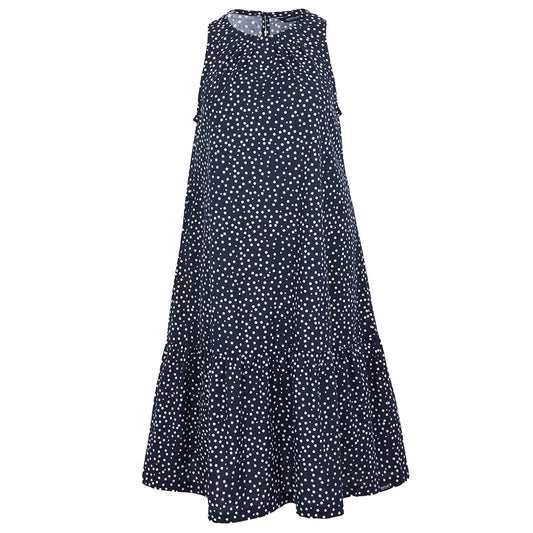 Navy-White - Front - Regatta Womens-Ladies Trisa Micro-Dot Smock Dress
