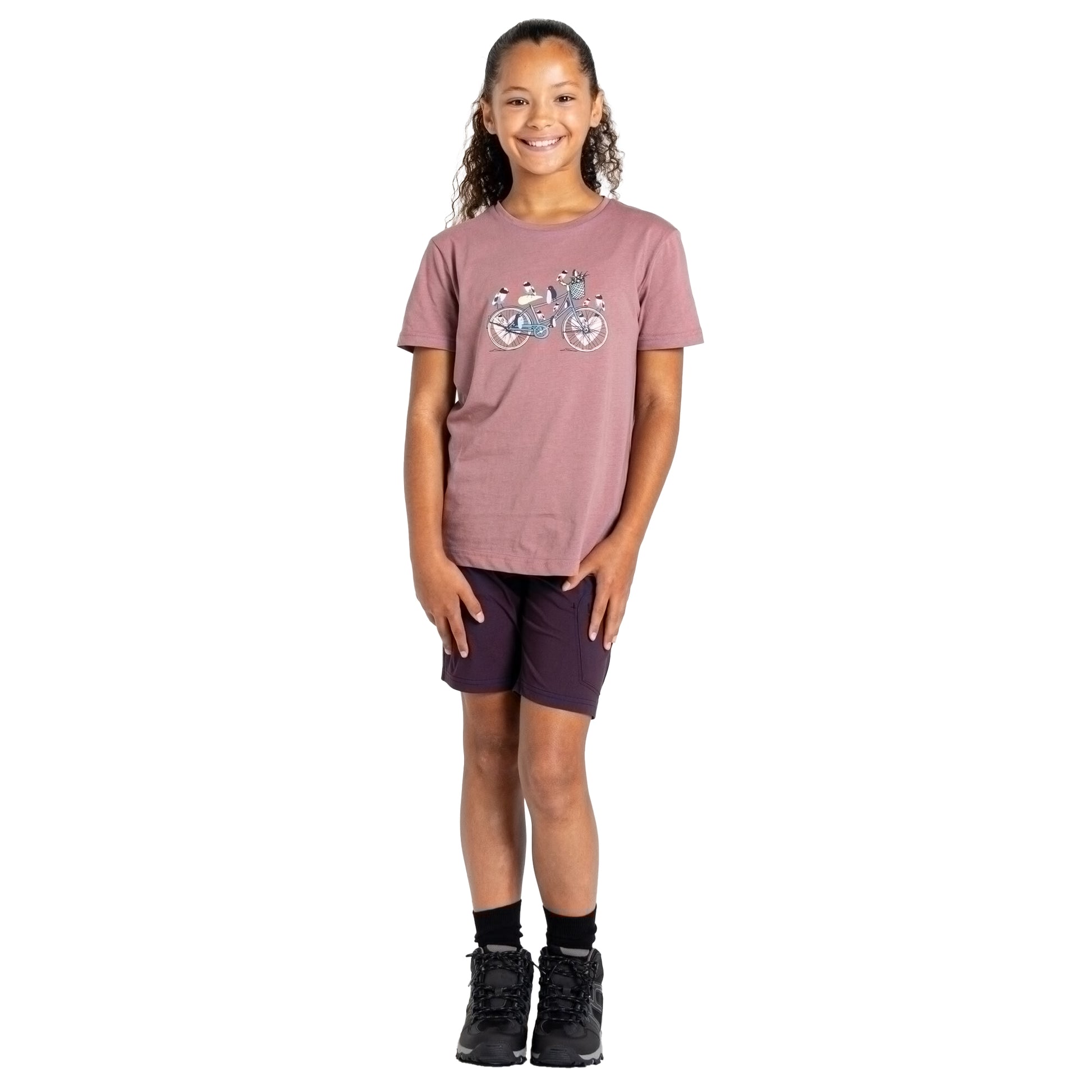 Mauve - Side - Dare 2B Childrens-Kids Trailblazer II Bicycle T-Shirt