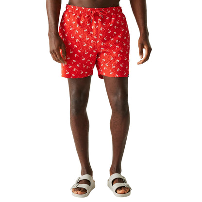 Poppy Red - Lifestyle - Regatta Mens Loras Palm Swim Shorts