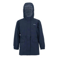 Navy-White - Front - Regatta Childrens-Kids Ballina Stripe Waterproof Jacket