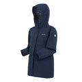 Navy-White - Side - Regatta Childrens-Kids Ballina Stripe Waterproof Jacket