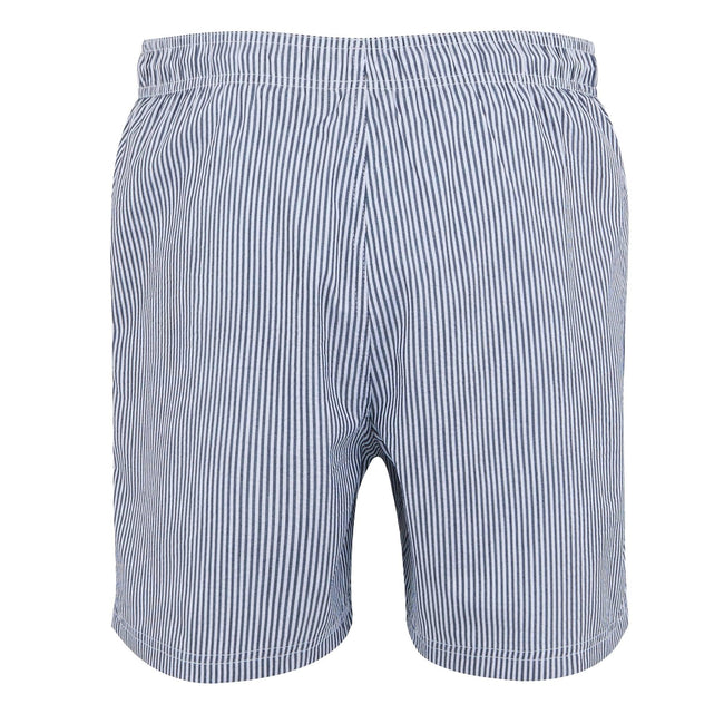 Navy - Back - Regatta Mens Loras Stripe Seersucker Swim Shorts