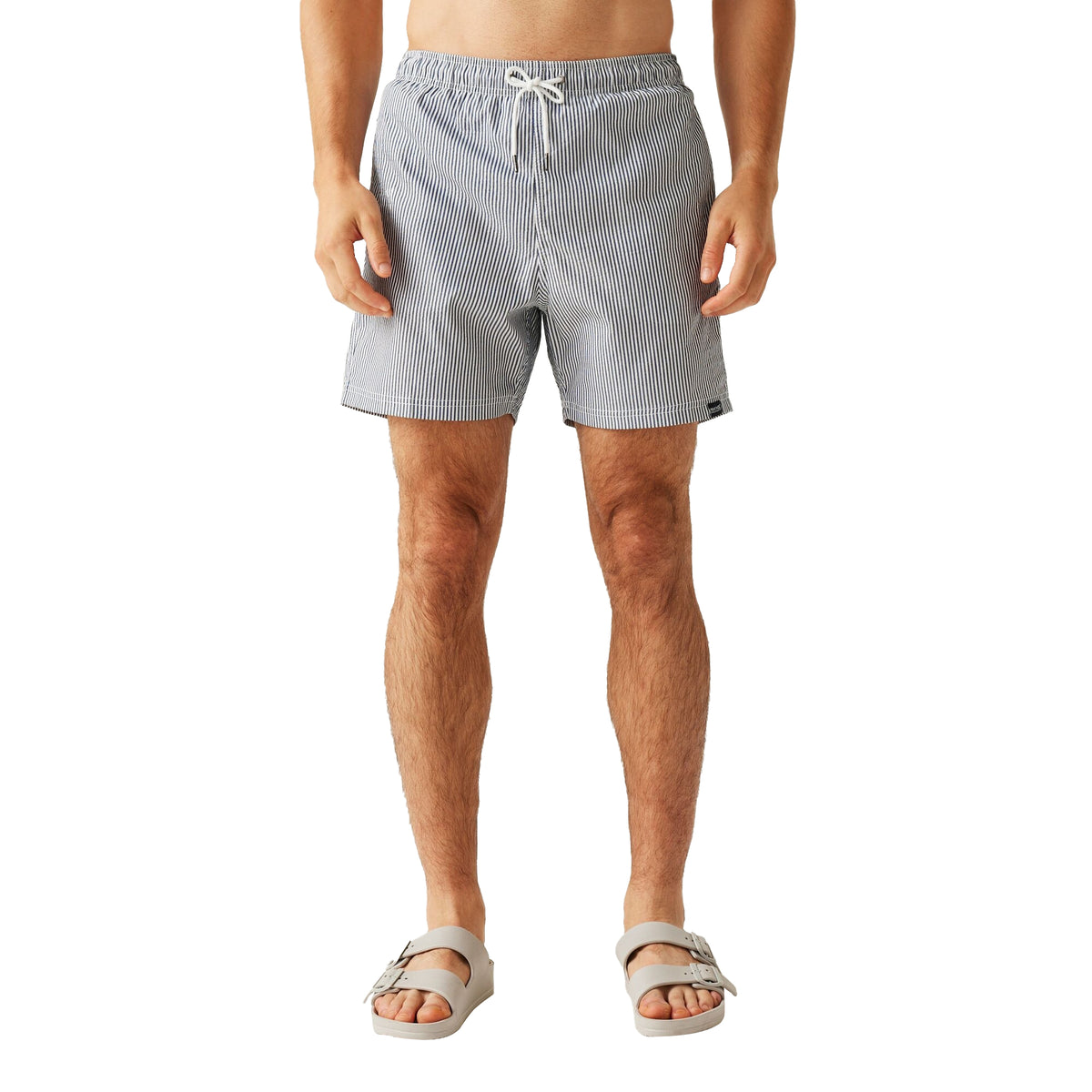 Navy - Lifestyle - Regatta Mens Loras Stripe Seersucker Swim Shorts