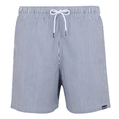 Navy - Front - Regatta Mens Loras Stripe Seersucker Swim Shorts