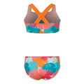 Orange-Blue-Pink - Back - Regatta Girls Dakaria III Tropical Leaves Bikini Set
