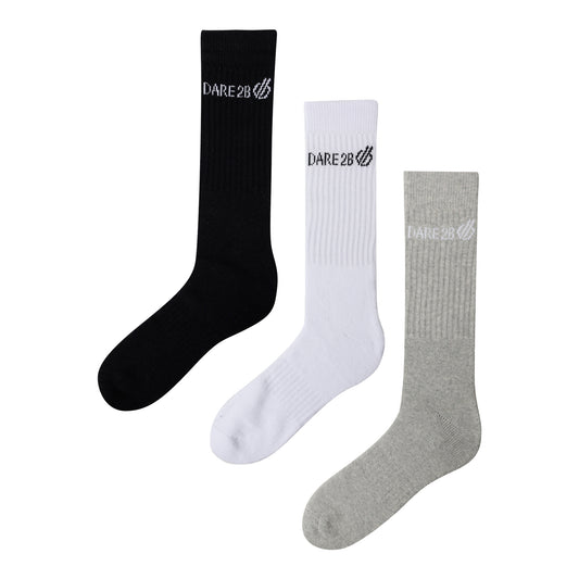 Black-White-Grey Marl - Front - Dare 2B Unisex Adult Crew Socks (Pack Of 3)