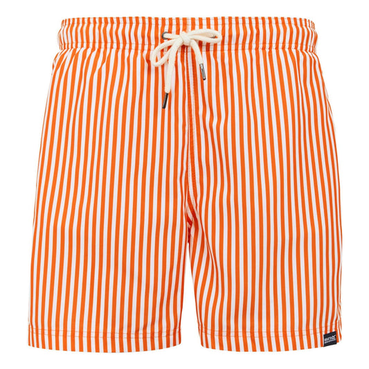Celosia Orange - Front - Regatta Mens Loras Stripe Swim Shorts