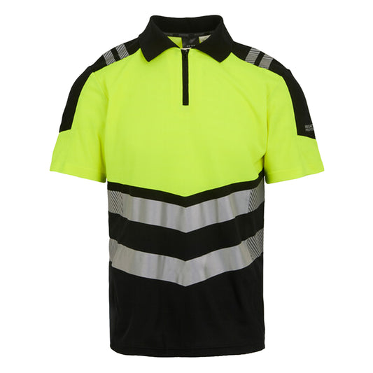 Black-Yellow - Front - Regatta Professional Mens Hi-Vis Polo Shirt