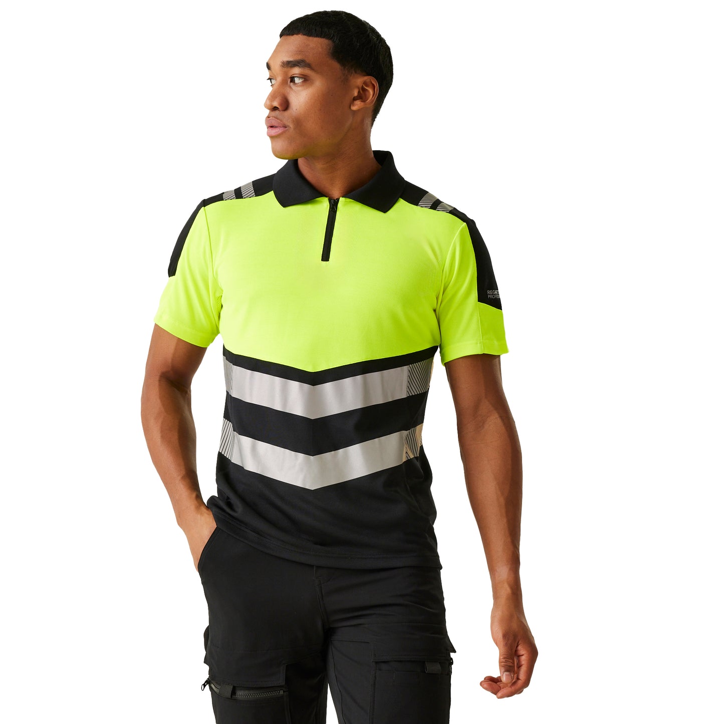 Black-Yellow - Side - Regatta Professional Mens Hi-Vis Polo Shirt