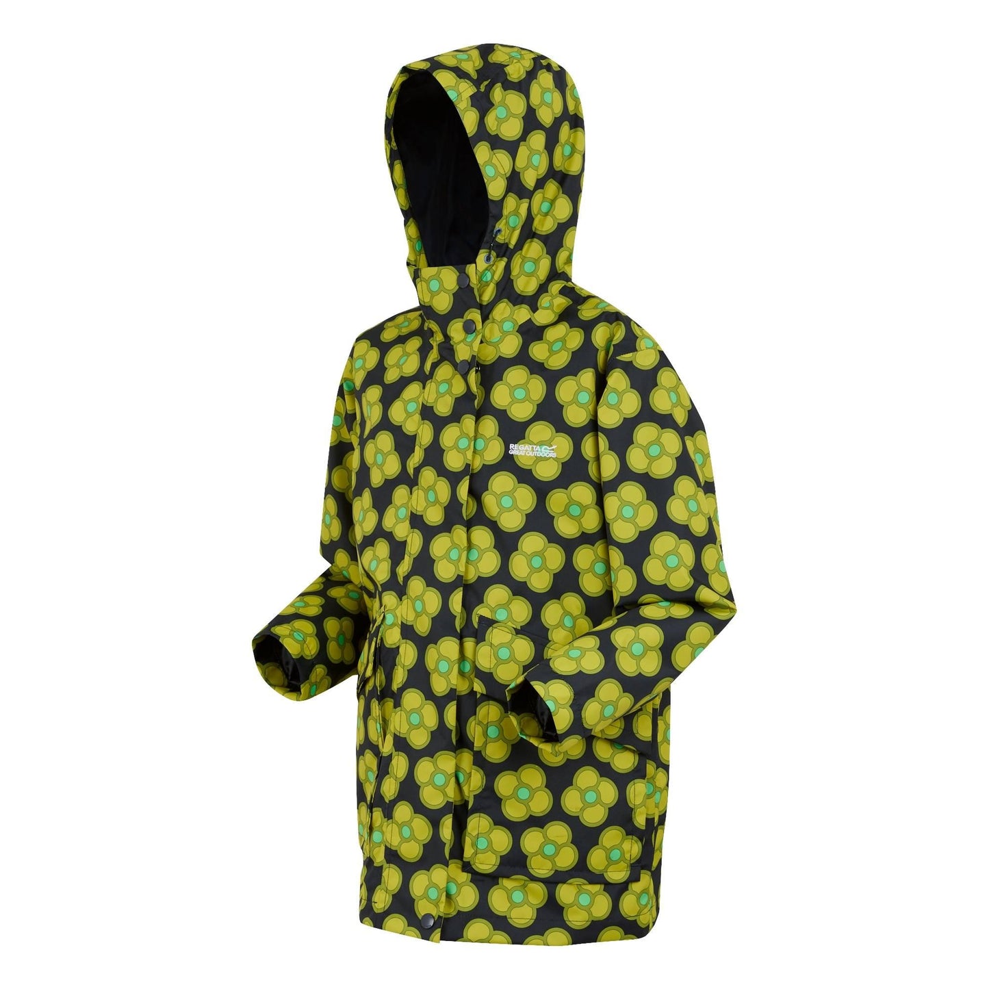 Navy - Side - Regatta Childrens-Kids Orla Kiely Swing Spinning Flower Waterproof Jacket