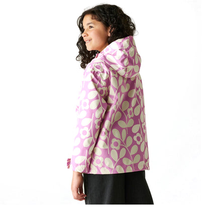 Lilac Cream - Back - Regatta Childrens-Kids Orla Kiely Swing Jasmine Flower Waterproof Jacket
