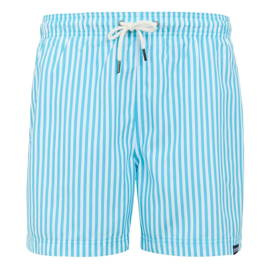 Aquarius Blue - Front - Regatta Mens Loras Striped Swim Shorts