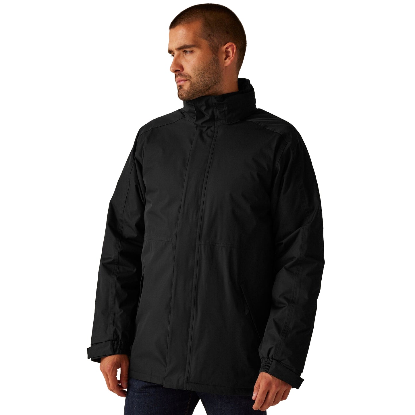 Black - Side - Regatta Professional Mens Plain Waterproof Parka
