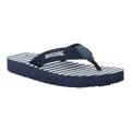 Navy-White - Back - Regatta Womens-Ladies Catarina Striped Flip Flops