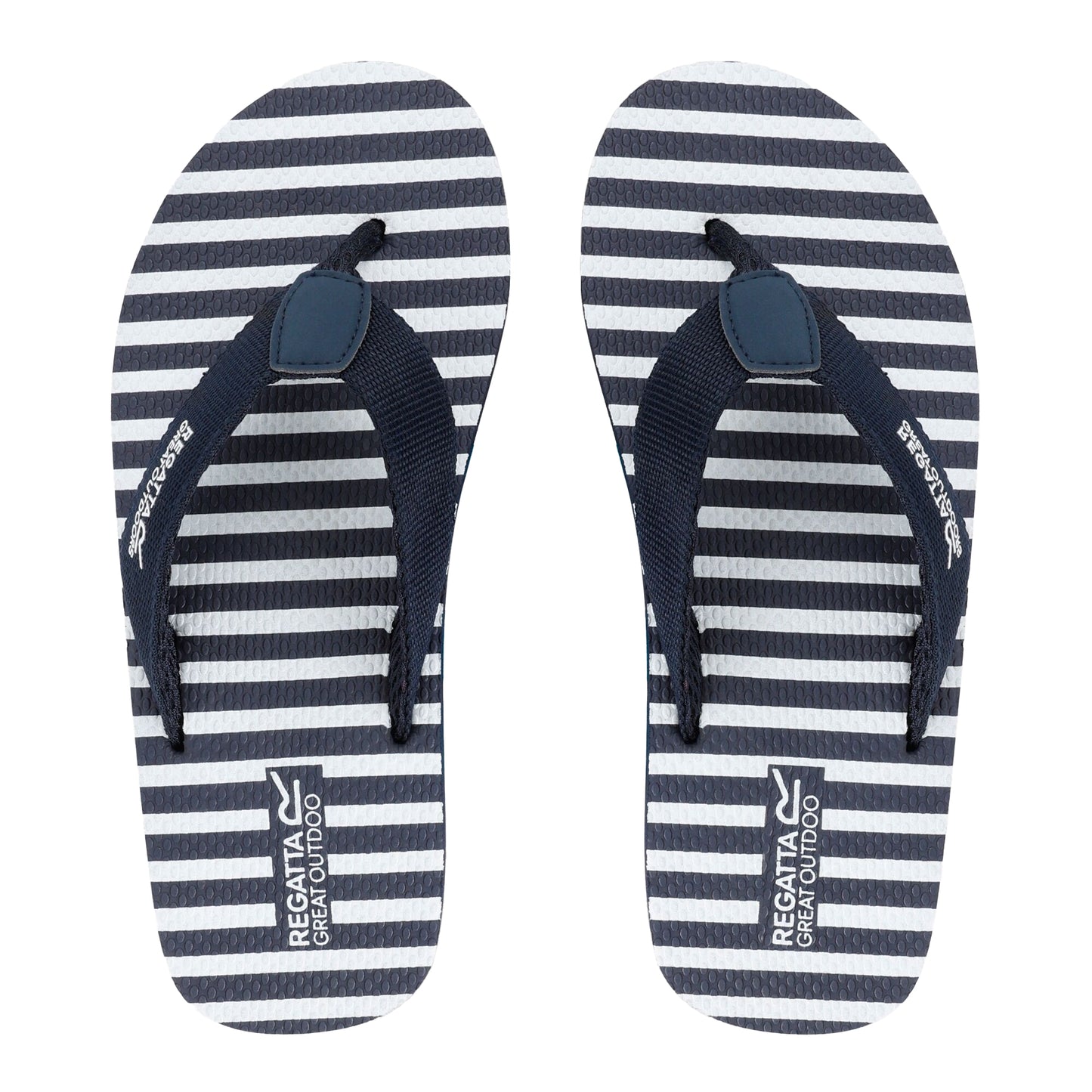 Navy-White - Lifestyle - Regatta Womens-Ladies Catarina Striped Flip Flops