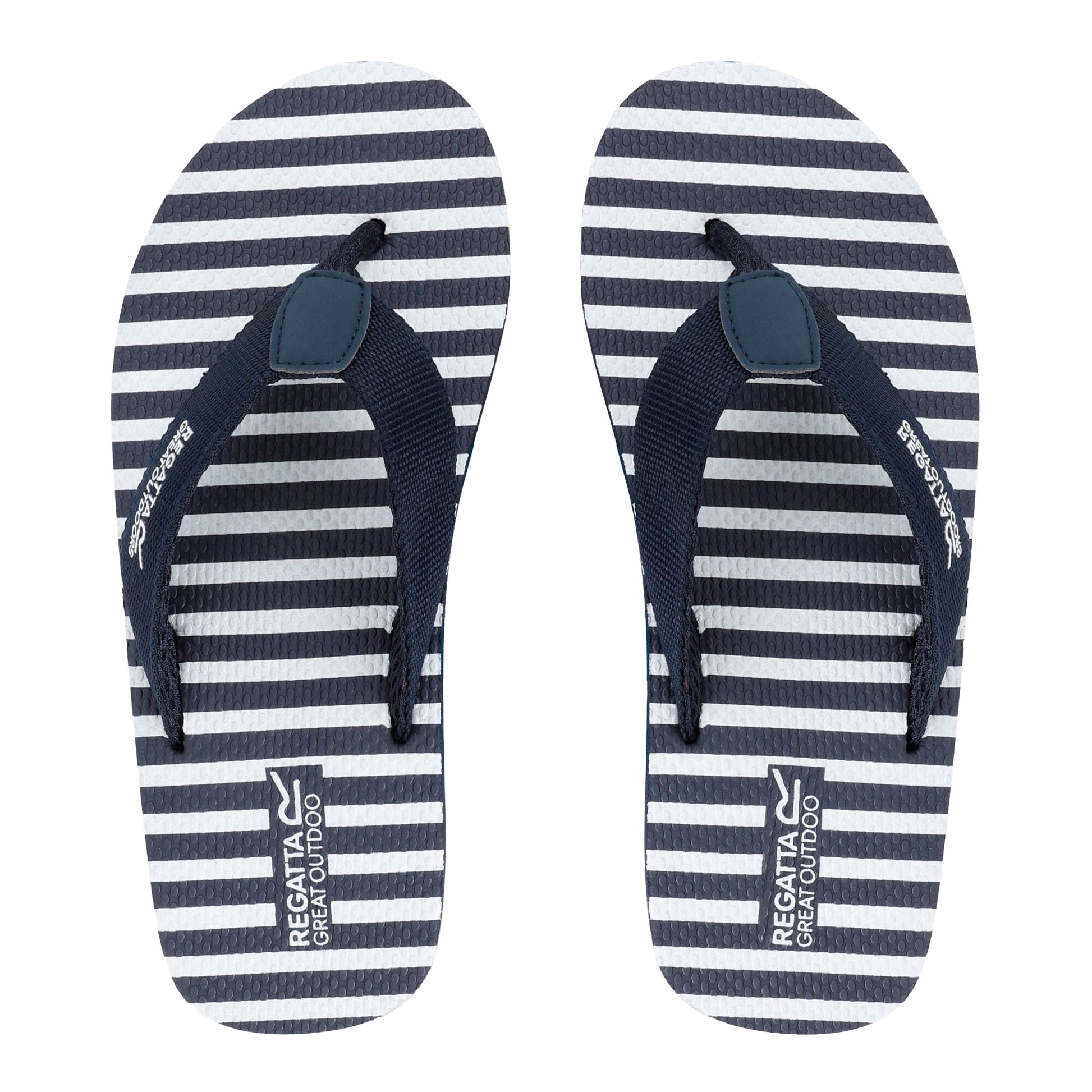 Navy-White - Lifestyle - Regatta Womens-Ladies Catarina Striped Flip Flops