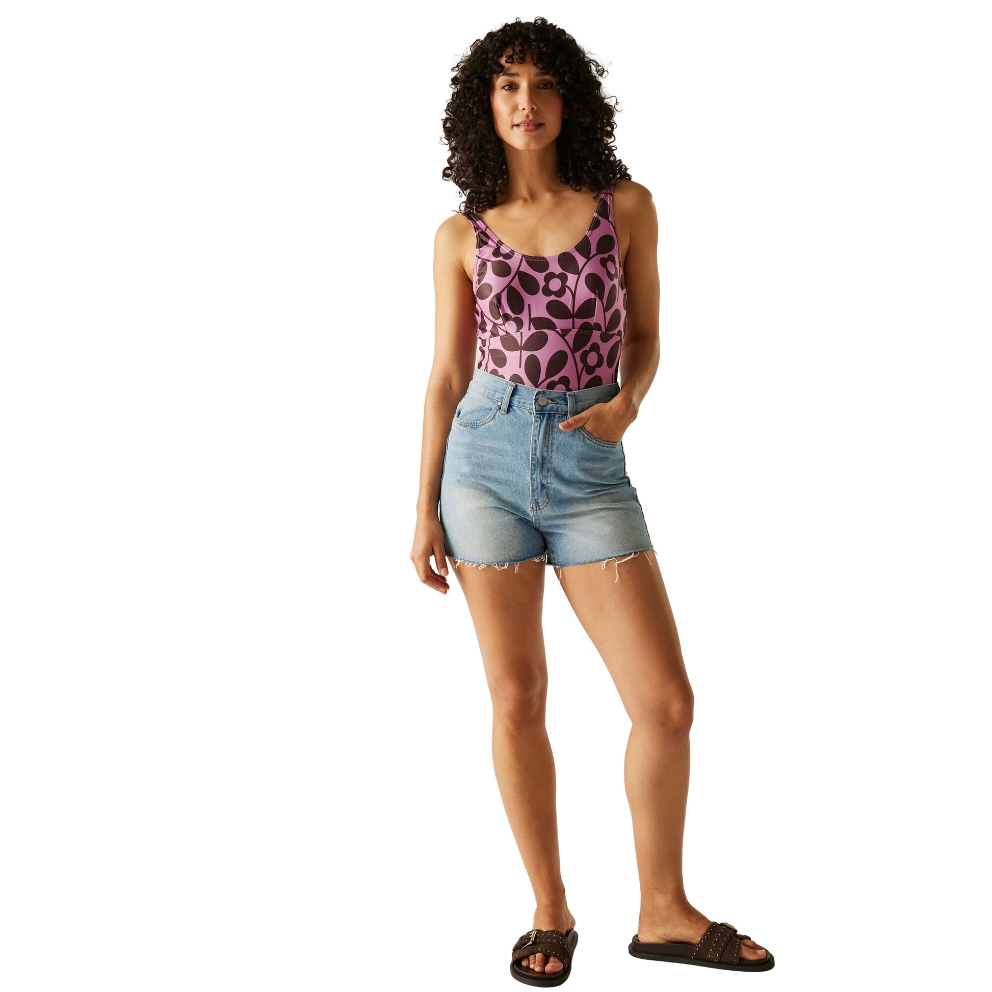Morello - Side - Regatta Womens-Ladies Orla Kiely Jasmine Flower One Piece Swimsuit
